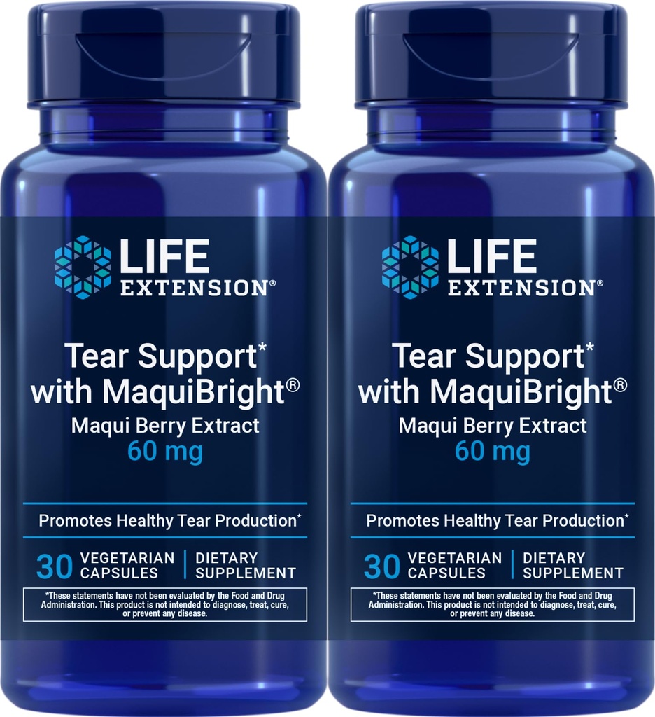 Life Extension Tear Support med MaquiBright 60 mg, 30 vegetariske kapsler (pakke med 2)
