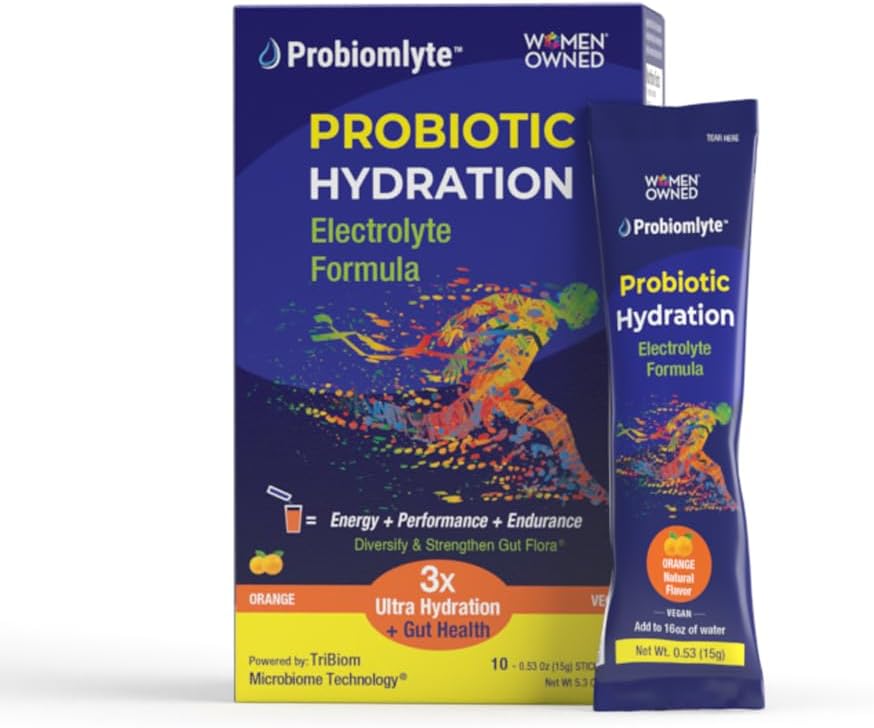 Probiomlyt- Probiotisk Hydration Forstærker (Orange) med Patenteret TriBiom Microbiome Teknologi til Endurance, Performance, Energi og Gut Sundhed