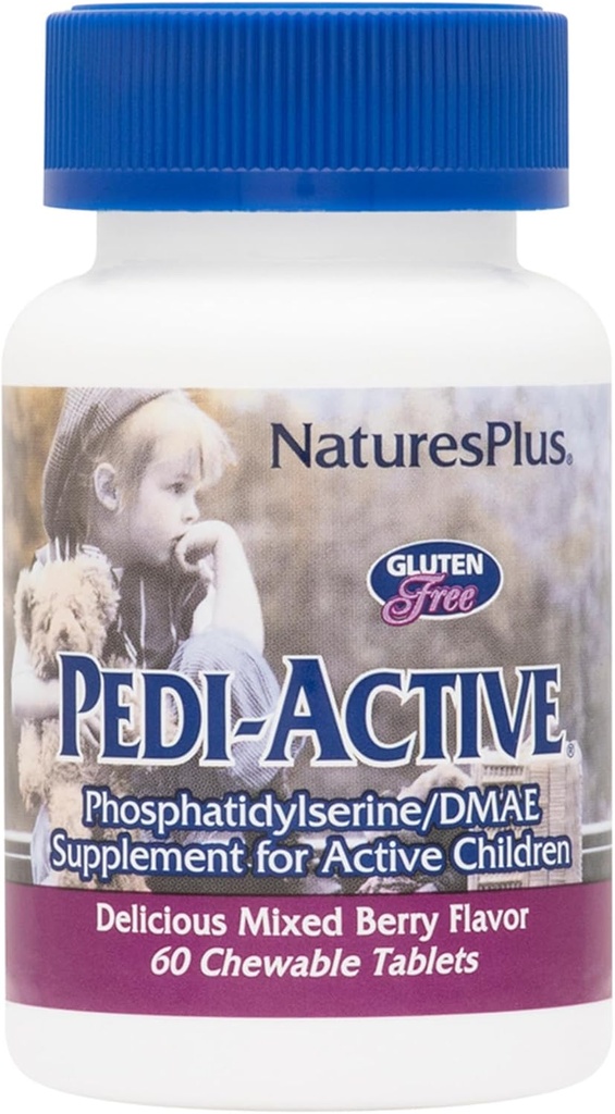 NaturesPlus Pedi- Active LECI- PS, DMAE Complex - 60 tyggetabletter - Blandede Berry Flavor - Childrens tyggetabletter, fremmer hjernesundhed, Focus - Vegetarisk, Gluten- Free - 30 Servere
