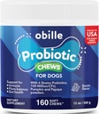 Probiotika til hunde 160 tygger 12 oz - Understøtter Gut & fordøjelse Sundhed, Immunsystemet, Upset Mave & Gas, Metabolisme, Forstoppelse, Diarré & Loose Afføring, Itchy Hud og Ører & Allergier