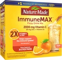 Nature Made ImmuneMAX Fizzy Drink Mix, with Vitamin C, Vitamin D, and Zinc Supplement for Immune Support, Fast Absorption, 30 Stick Packs, 0.4 Ounce