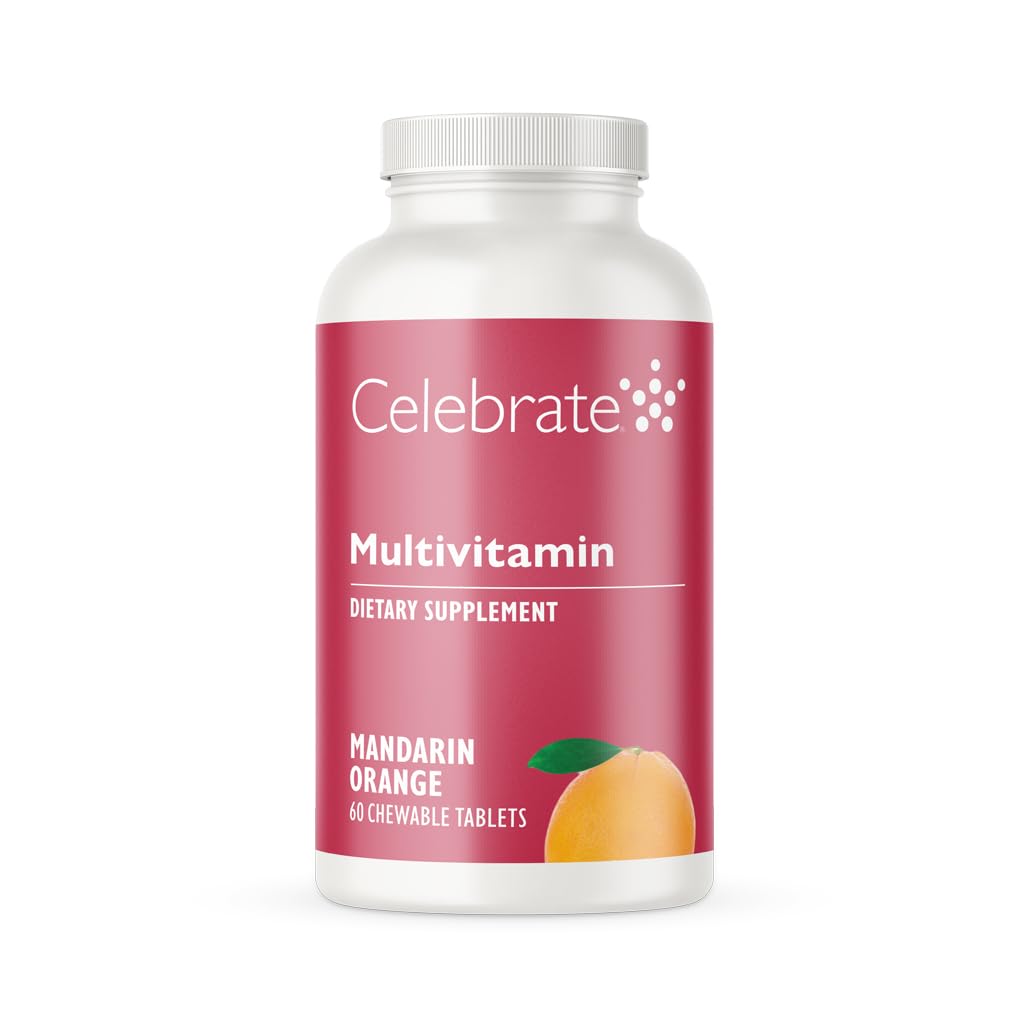 Celebrere Vitamin Bariatric Multivitamin Chewable, Iron Free - Post Gastric bypass & Sleeve Gastrectomy Supplement for mænd & kvinder - Essential Minerals & Vitamin A, B, D & E - Orange (60 tabletter)