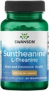 Swanson Aminosyre Dobbelt potens Suntheanine L- Theanine 200 Milligram 60 Veg kapsler