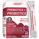 ZEBORA Probiotika-for- Kvinder 100- Billion- CFU 'er med Prebiotika, D- Mannose & Cranberry til fordøjelsesbesvær, immunforsvar, Feminin UT Health Support, Ultimate Probiotic Women' s Care, Soy & Gluten Free, 45 pakker
