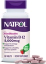 Natrol Vitamin B12 5.000 mcg, Hurtig opløsning Vitamin B12 Supplement Understøtter en sund nervesystem og energi Metabolisme, 100 tabletter, Op til en 100 dages forsyning