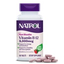 Natrol Vitamin B12 5.000 mcg, Hurtig opløsning Vitamin B12 Supplement Understøtter en sund nervesystem og energi Metabolisme, 100 tabletter, Op til en 100 dages forsyning