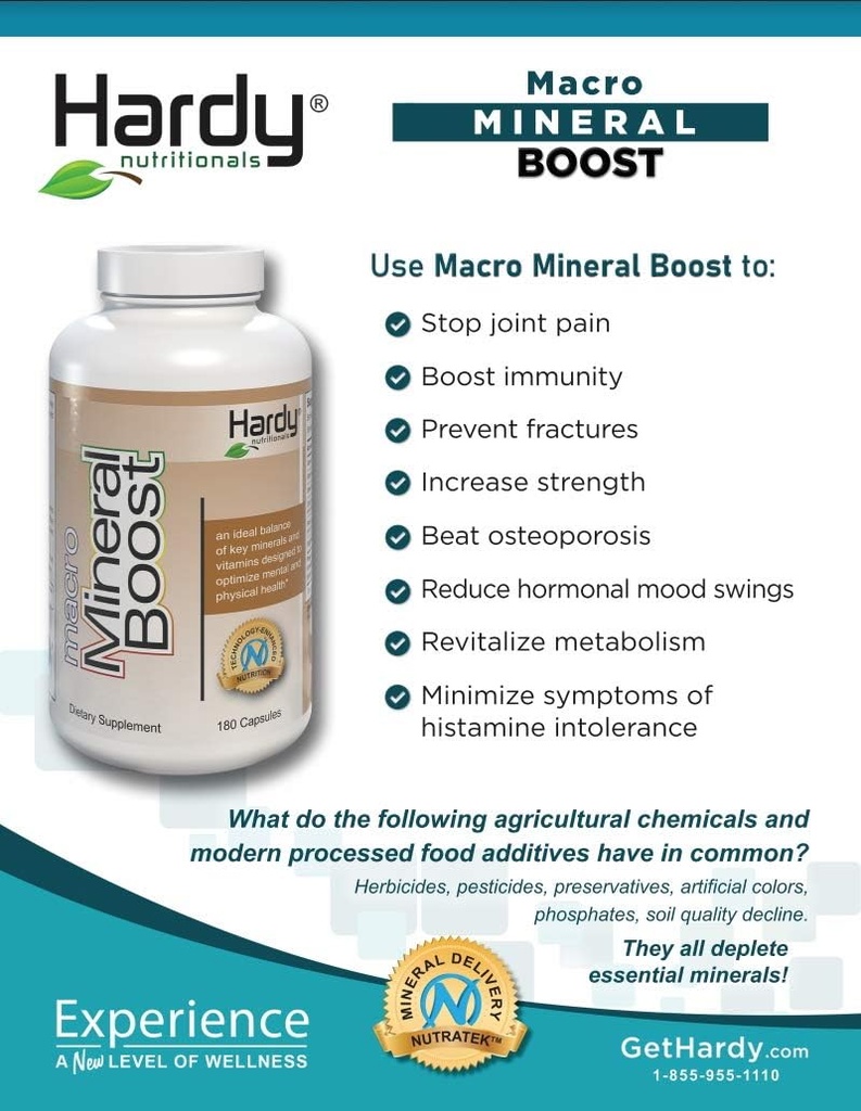 Macro Mineral Boost - høj intensitet Calcium supplement for ben & tænder sundhed med C-vitamin, D, K, Calcium, Phosphorus, og Magnesium, Ultra Absorbable