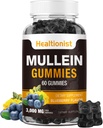 1 Pack Sugar Free Mullein Gummies - Lung Cleanse, 3000MG Mullein Supplement for Luftveje, Organic Mullein Drops Gummy med Quercetin & Bromelain for Lung, fordøjelig sundhed & immun90Ct