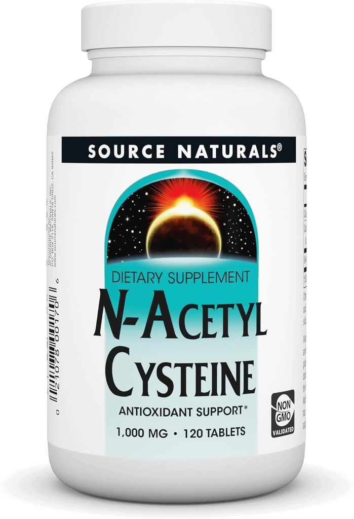 Kilde Naturals N- Acetyl Cysteine Antioxidant Support, Kosttilskud, der understøtter respiratorisk sundhed * - 1000 mg - 120 tabletter