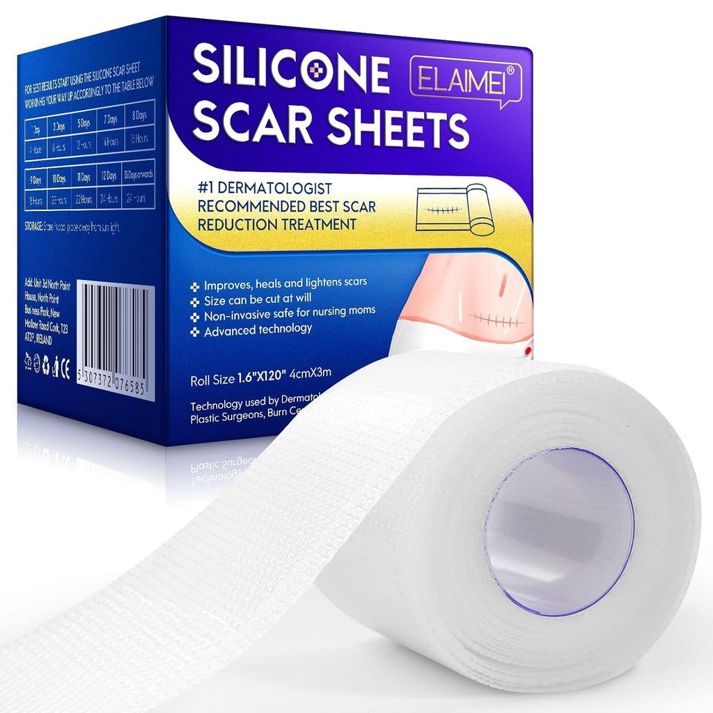 Nye gennemsigtige Silicone Scar Sheets (1.6 "x 120" Inch - 3M), Away Scar Tape, Scar Strips, Genbruges, Professional Scar Removal Sheets til C- sektion, Kirurgi, Burn, Keloid, Acne et, Scar Patch.
