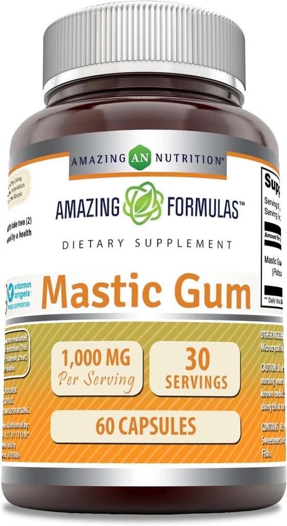 Amazing Formulas Mastic Gum 1000 Mg szág 124; Kapsler Supplement 124; Non- GROY- 124; Gluten- Free Gum 124; Lavet i USA (1 pakning