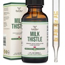 Mælk Thistle Supplement - Økologisk mælk tidsel lever Detox Drops 1 FL OZ - 30 Servering (Vegan Safe, Non- GMO, Gluten Free) Perfekt tilføjelse til te af Double Wood