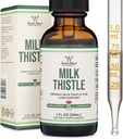 Mælk Thistle Supplement - Økologisk mælk tidsel lever Detox Drops 1 FL OZ - 30 Servering (Vegan Safe, Non- GMO, Gluten Free) Perfekt tilføjelse til te af Double Wood