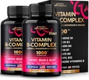 Vitamin B Complex for Men & Women - Made in USA - 11-in-1 B-Complex: B1, B2, B3, B5, B6, B7, B8, B9, B12 with Vitamin C, Choline, Inositol - Energy, Brain & Heart Support Supplement - Pack of 2