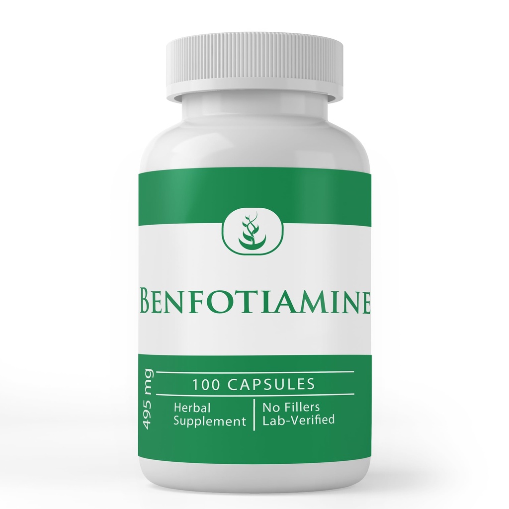 PURE ORIGINALSKE INGREDIENSER Benfotiamin, (100 kapsler) Altid ren, ingen tilsætningsstoffer eller fyldstoffer, Lab Verified