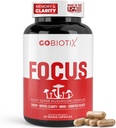 GOBIOTIX Focus Lions Mane Supplement - Mushroom Complex - Nootropics Adaptogen Vitaminer - Hukommelse, Klarhed, energi, immunforsvar, Cordyceps, Reishi, Chaga, og Maitake - 90 kapsler