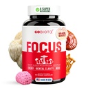 GOBIOTIX Focus Lions Mane Supplement - Mushroom Complex - Nootropics Adaptogen Vitaminer - Hukommelse, Klarhed, energi, immunforsvar, Cordyceps, Reishi, Chaga, og Maitake - 90 kapsler