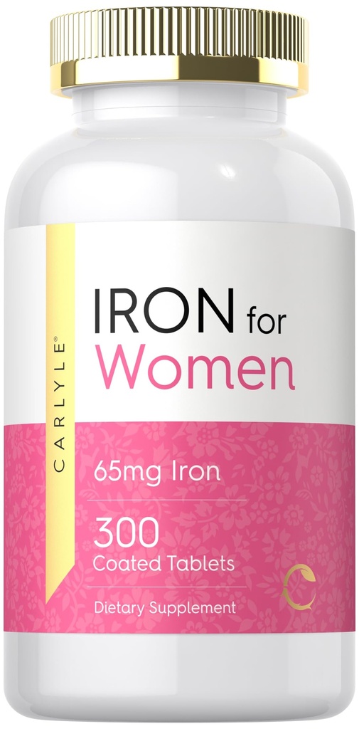 Carlyle jerntilskud til kvinder 65mg 12, 300 overtrukne tabletter 125, Vegetar, Non- GMO & Gluten Free