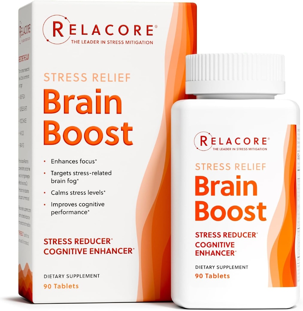 Brain Boost Brain - Reducere stress- Relaterede Brain Træthed, forbedre fokus og hukommelse, Bacopa, L- Carnitin, Quercetin - 90 Ct