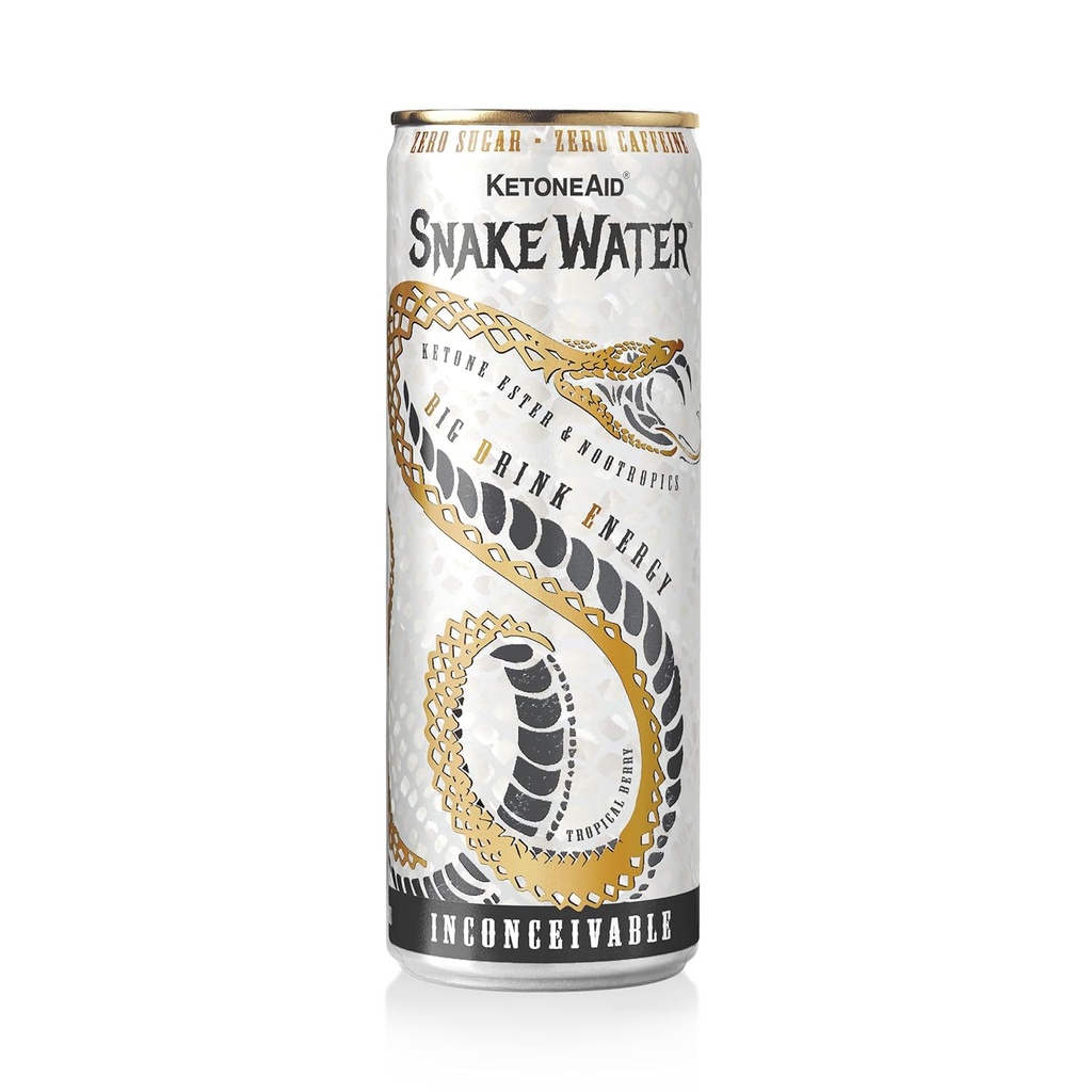 KetoneAid SnakeWater Energy Drink 2023 Version Note 124; Ketone Ester plus Nootropics til Cure Losing Note 124; 12 Oz Can