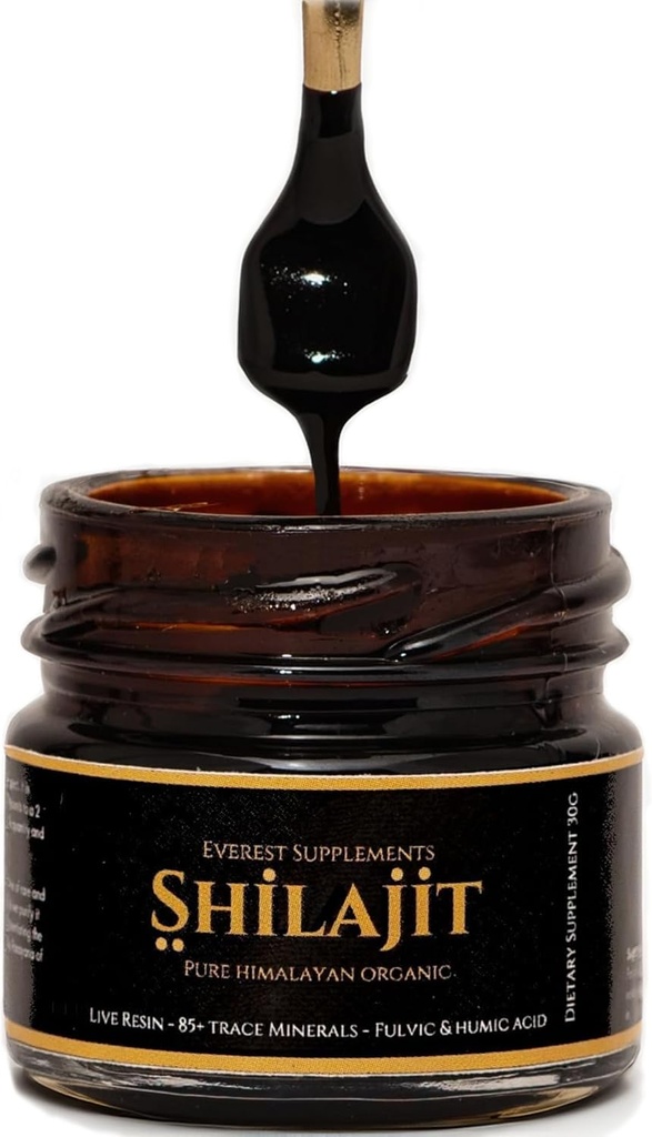 Shilajit Pure Himalayan Organic Shilajit Resin - Shilajit for Mænd - Gold Grade 500 mg Maksimum Potency - 85 Trace Minerals & Fulvic og Humanic Acid for Energy immun Support, 30 Bedste