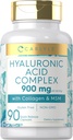 Carlyle Hyaluronic Acid Complex 900 mg 3, med kollagen og MSM 12, 90 Kapsler 124, Non- GMO, Gluten Free Supplement