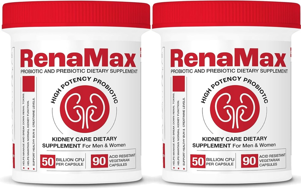 Capsule Nyre Restores & Nyrepleje Supplement - Probiotisk & Prebiotisk supplement til støtte normal Nyrefunktion - 50 Millioner CFU per Capsule - Fremstillet i USA (180 Caps (2 Pack))