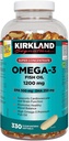 Kirkland Signature Super Concentrate Omega-3 Fish Oil 1200mg, EPA 500 / DHA 250mg, 330 Clear enteric softels