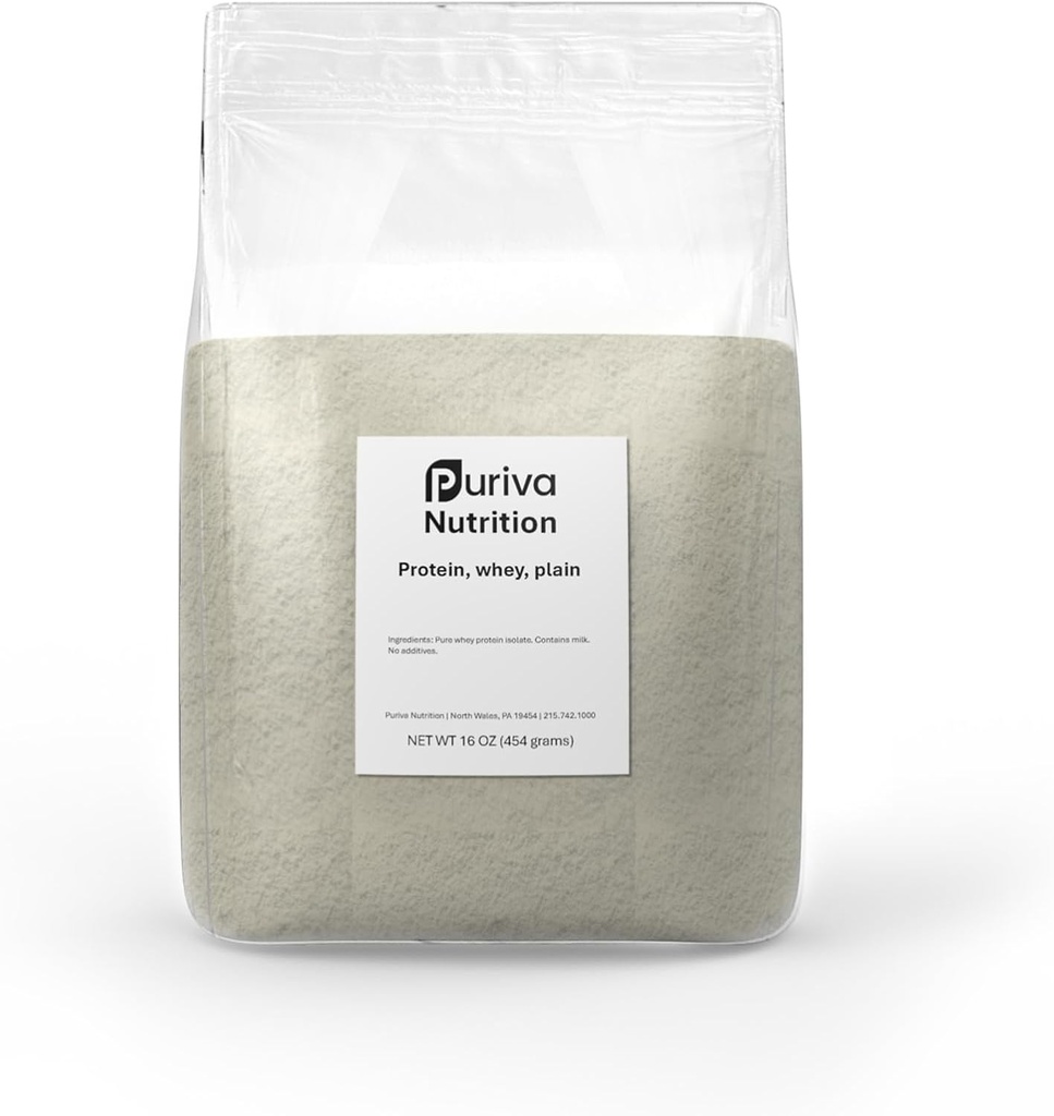 Protein Powder, Whey Protein Isolate, Plain, 1 Pound