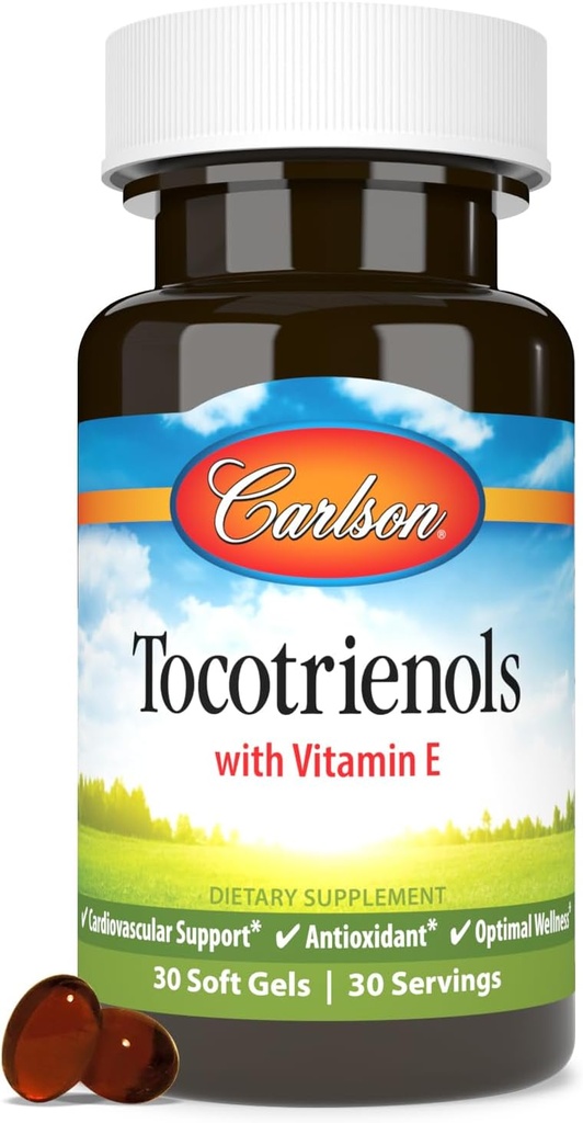 Carlson - Tocotrienoler, 40 mg, med Natural- Source Vitamin E, Gamma, Alpha, Delta, Beta, Sustainable Sourced, 30 Softgels