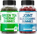 Grøn te fedt brænder vægttab (60 Gummies) Appetite suppressant vægttab supplement til mænd og kvinder og Glucosamine Chondroitin fælles tillæg (60 Greve) Fælles kosttilskud til voksne