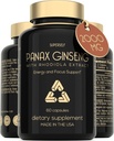 Panax Ginseng og Rhodiola Rosea 2000mg - Koreansk Ginseng Høje Styrke 60 Kapsler - Urtetilskud til mænd og kvinder - Energikompleks med Ginseng Root Extract Standardiseret 7% Ginsenosider - US Made