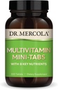 Dr. Mercola Multivitamin Mini- Tabs, 30 Servering (300 tabletter), med 8 vigtige næringsstoffer, Kosttilskud, understøtter immunforsvar og hjernesundhed, non-GMO