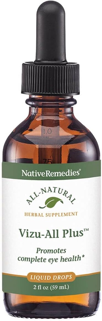 NativeRemedies VizuAll Plus - alle naturlige urte supplement til klar normal vision og sund, klare øjne - fremmer sund øje funktionsmåde og cirkulation - 59 ml
