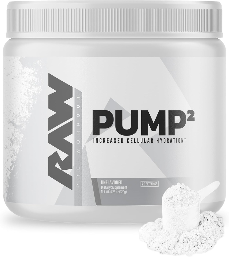 RAW Pump2 Pre Workout Mex124; Glycerol Pump Pre Workout Supplement, Pair Pump Supplement for bedste resultater eller nogen Preworkout Powder Mex124; Forbedret hydrering og Boost Energy Mex124; Unflavored (20 Servere)