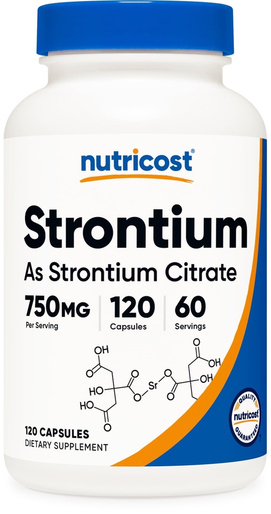 Nutricost Strontium Capsules 750mg, 120 Capsules - Vegetar, Non- GMO, Gluten Free