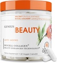 Genius skønhed, hår hud & negle Vitaminer, 60 kapsler - Anti- Aging Antioxidant Supplement, Hydrolyseret kollagen piller, Glutathion & Astaxanthin - Detox rense, rynker, hårvækst og sund hud