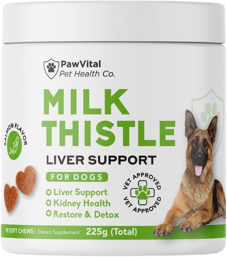 Mælk tidsel til hunde - Max Strength Lever Support Chews, Wild Alaska Salmon Oil & Curcumin - Nyre Detox & Leverstøtte - Natural Lever Support Chews Made with Real Chicken, Cholin & NAC
