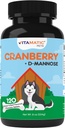 Vitamatisk tranebær til hunde - 120 tyggetabletter - med D-Mannose, Apple Cider Vincifersyre & C-vitamin - Urinspor & Bregen Støtte til hunde
