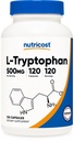 Nutricost L- Tryptophan 500 mg, 120 kapsler - med BioPerine, Gluten Free, Non- GMO