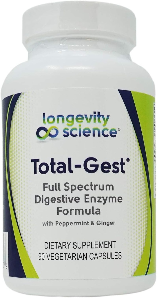 Longevity Science: Total Gest Fuld Spectrum fordøjelsesmiddel Enzyme Formel 90 Vegetariske kapsler