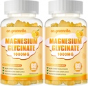 Magnesium Glycinat Gummies 1000mg - Sugar Free Magnesium Kalium Supplement med D-vitamin, B6, CoQ10 til Calm Mood & Sleep Support - 120 Orange Gummies 2 Pack