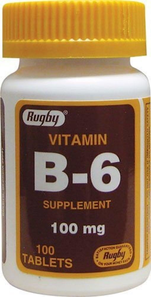 Rugby vitamin B- 6 tabletter, 100mg, 100ct (3 pakninger)