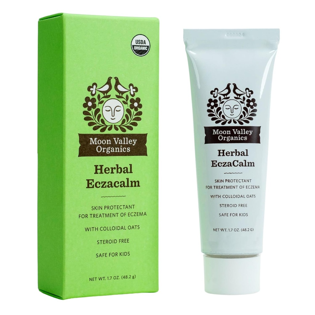 Moon Valley Organics Eczacalm, Eczema og Psoriasis Cream, Herbal Skincare Salve for Tør og Itchy Skin, Lotion med kolloide Havre, Bivoks, og Aloe Vera, 1.7 oz