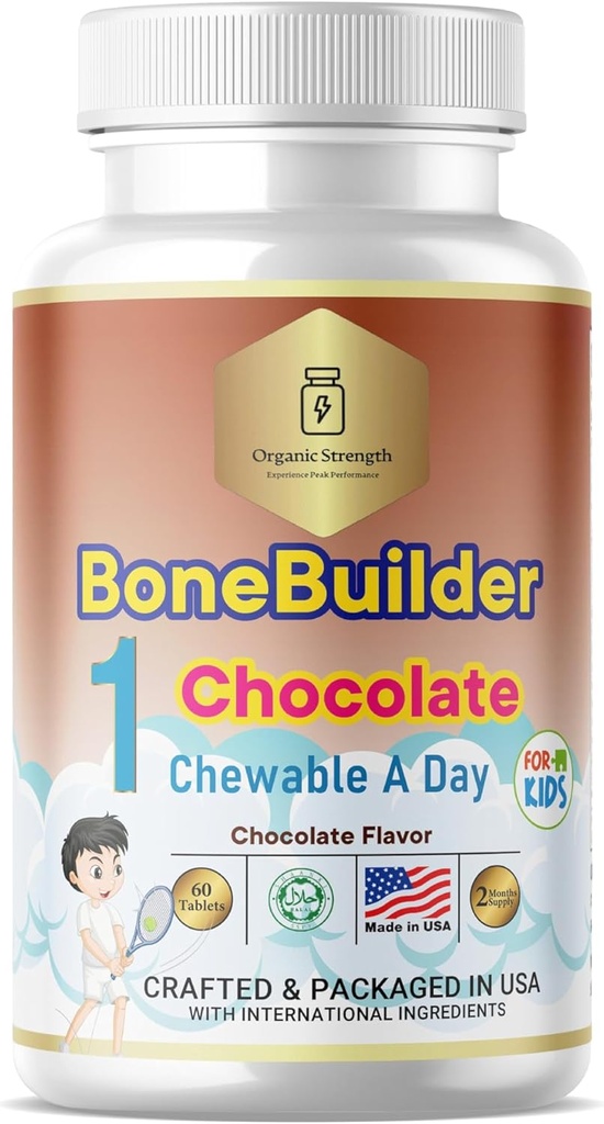 Kids Bone Builder 1 Chewable A Day Halal Vitaminer Chokolade Flavor til alder 4-12 60 Servering