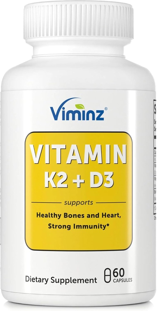 Vitamin D3/K2-5,000 IU (125 mcg) - 60 Capsules - Supports Healthy Bones & Heart, Strong Immunity