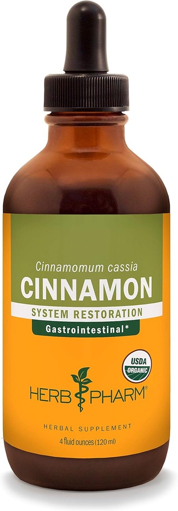 Herb Pharm Certified Organic Cinnamon Liquid Extract for Cardiovaskulær og Circulatory Support - 4 Ounce