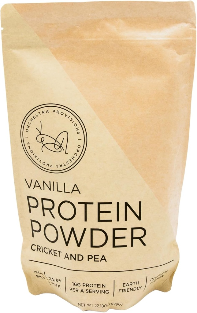 Vanilla Cricket og Pea Protein Powder Blend, 16g af komplet protein, laktose- Free, Whey- Free