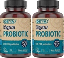 DEVA Vegansk Probiotisk med FOS Prebiotics Supplement - 2 Millioner CFU med 100 MG Prebiotics Per Servering for mænd og kvinder - Non- Dairy Gluten Free - naturligt holdbart - 90 kapsler (pakke med 2)