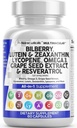Renere Nutra Eye Vitaminer med Bilberry Lutein og Zeaxanthin Kosttilskud Lycopene 40mg Resveratrol Grape Seed Astaxanthin for Eyes - Eye Care Health Support Eye Vitamin og Mineral supplement